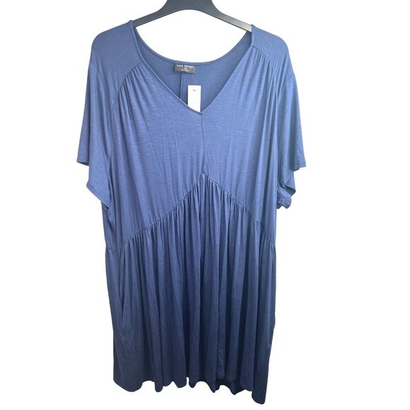 Lane Bryant Short Sleeve Babydoll Fit & Flare Mood Indigo Plus Size 30/32 - Picture 7 of 14